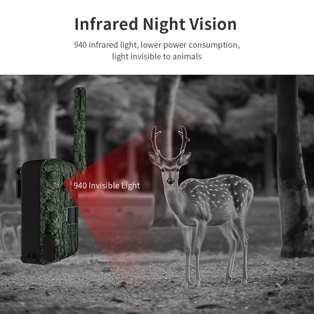 JerderFo A8 UCN cellular 4G LTE deer real-time stream tracking camera hunting camera 4G camera wildlife 940 no light solar panel