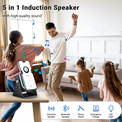 Mini Wireless RGB LED Speaker — Waterproof, with Rechargeable USB Battery — Ideal for Bedrooms, Parties, and Gaming — Includes Phone Stand