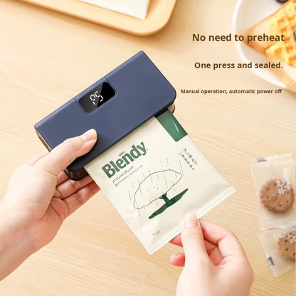 Mini rechargeable sealing machine, small hanging bag coffee sealer, portable tea and snack sealer, manual hand-press type.