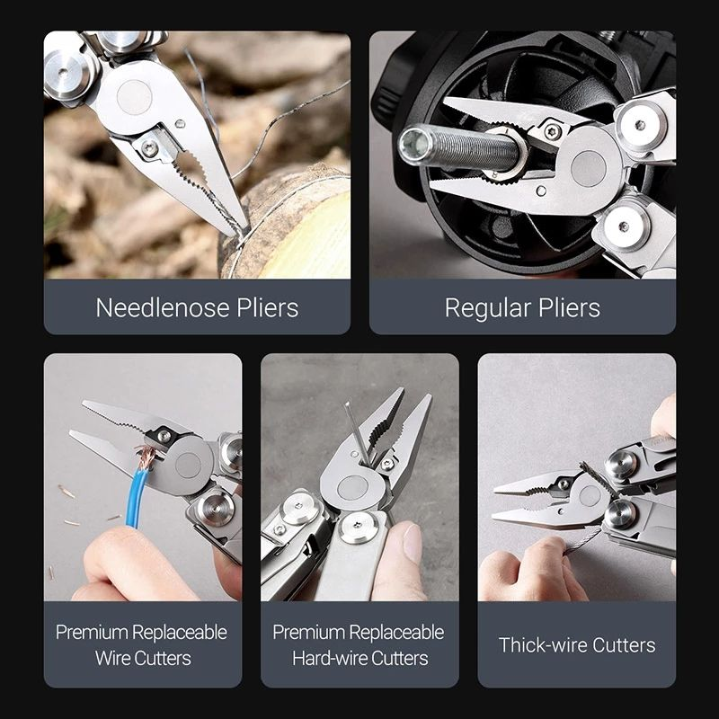 Multi-functional stainless steel folding pliers, outdoor camping emergency repair tool
