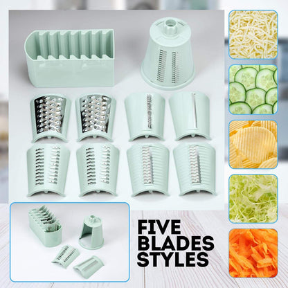 Multifunctional vegetable cutter, hand-operated rotary drum grater, slicer, potato grater, vegetable slicer