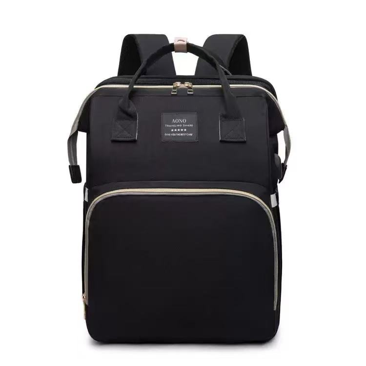 Multifunctional stylish folding bed, simple and portable outdoor insulated baby bottle bag, large capacity maternity and baby bag
