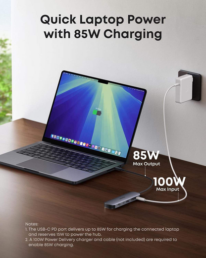 USB C Hub 7-in-1 Multi Port Adapter Laptop 4K USB 3.0 Gigabit Expansion Dock