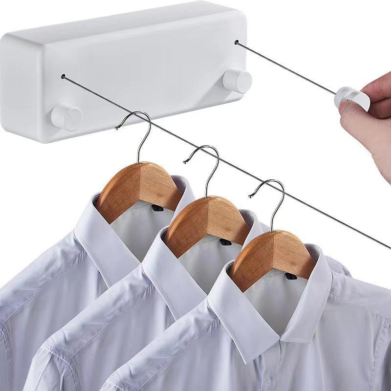 Non perforated clothesline, indoor shrink cooling device, balcony wall mounted steel wire clothesline, invisible retractable clothesline rack
