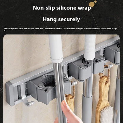 Mop wall-mounted clips, no-drill hooks, broom holders, balcony and bathroom storage racks