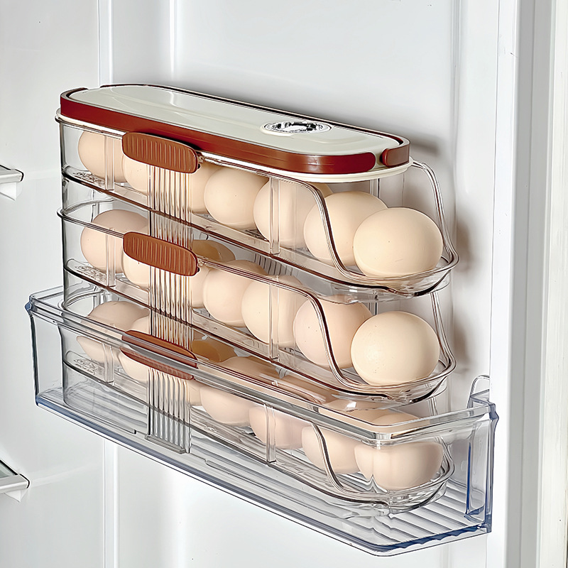 New refrigerator storage box, household kitchen storage rack, transparent, large capacity, thickened, portable egg box wholesale.