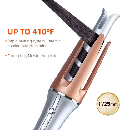 Professional 25mm automatic LED electric PTC ceramic deep wave curling self rotating curling iron