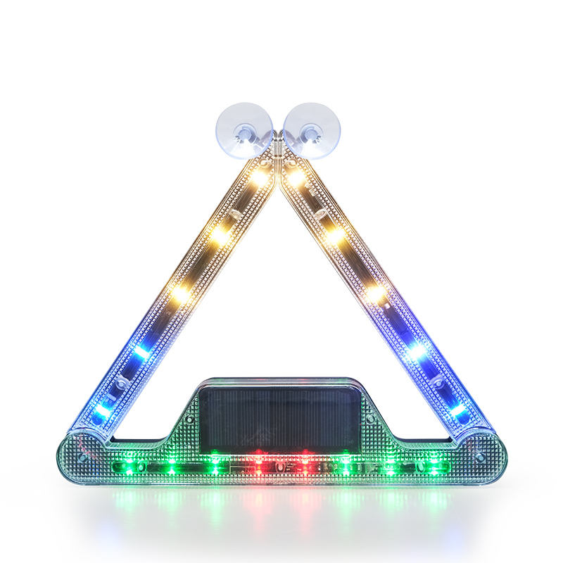 Solar powered wireless foldable LED emergency vehicle lighting strip triangle car signal alarm car electronic accessories