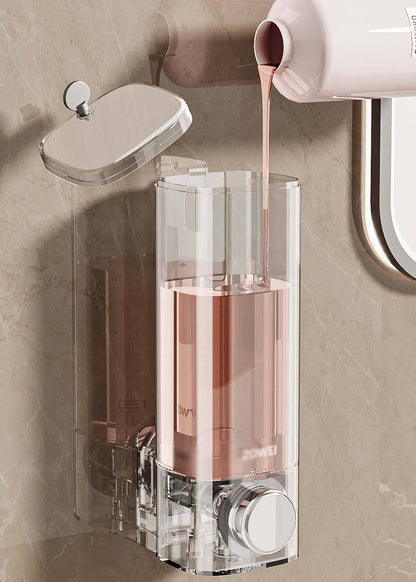 Suction Cup Soap Dispenser Wall-Mounted Hand Sanitizer Pump Dispenser Bottle No-Drill Shampoo & Shower Gel Box Wall-Mounted Mount