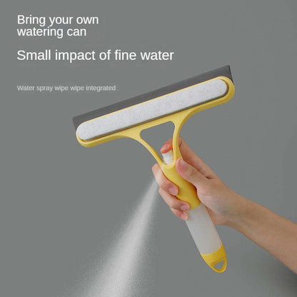 Multifunctional household glass cleaner with rubber felt brush, double-sided mirror brush and scraper, includes spray bottle, 3-in-1 glass scraper