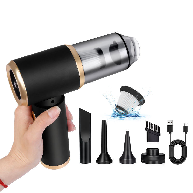Cordless car vacuum cleaner with both vacuuming and blowing functions, suitable for both home and car use, with powerful suction.