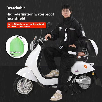Motorcycle one-piece raincoat, full-body waterproof and breathable adult raincoat, rainproof and waterproof riding poncho