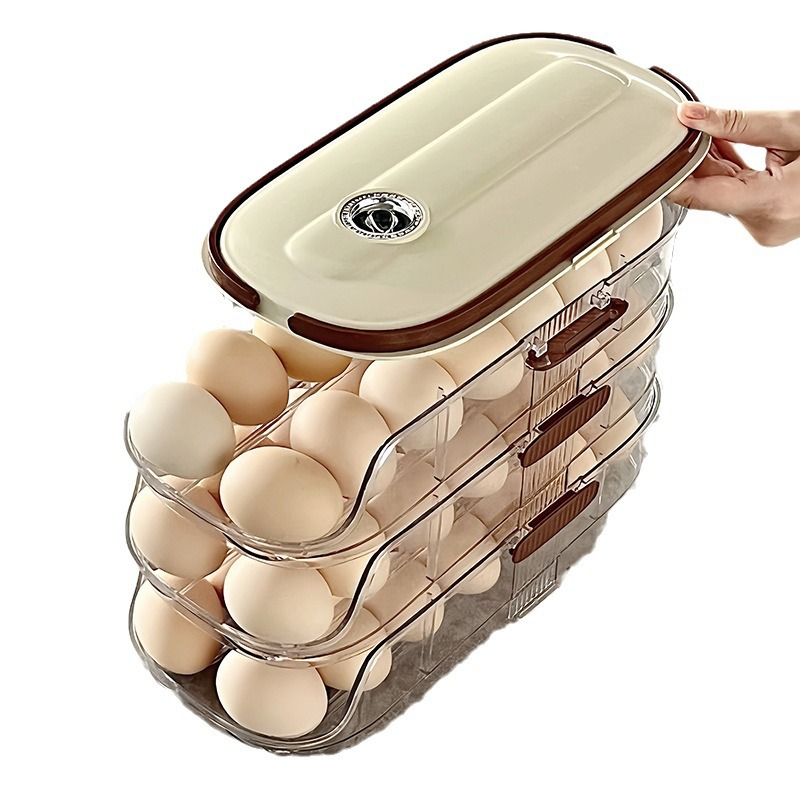 New refrigerator storage box, household kitchen storage rack, transparent, large capacity, thickened, portable egg box wholesale.