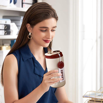 Simple 316 stainless steel car vacuum insulated coffee cup, suitable for men and women, high-value portable water bottle 450ml