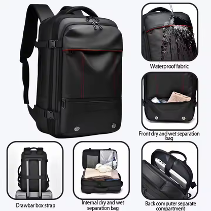 Expandable Business Backpack Waterproof Travel Backpack Large Capacity Laptop Backpack with USB Charging