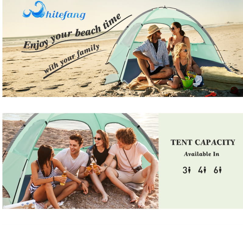 Seaside beach UV resistant, durable, lightweight, windproof, rainproof, foldable Oxford automatic outdoor camping tent