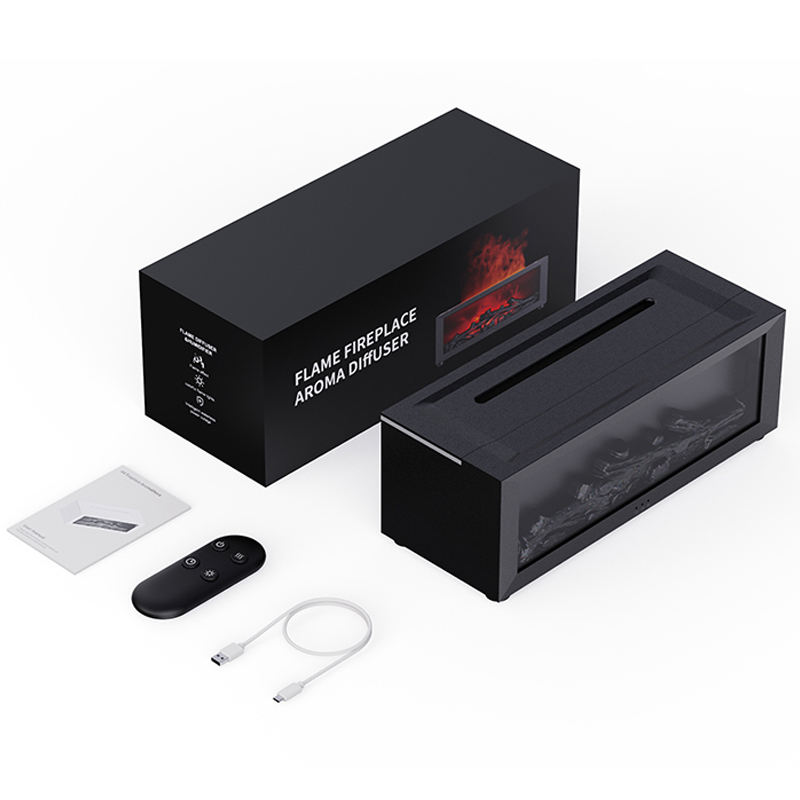 3D fireplace humidifier, flame aroma diffuser, desktop remote control seven-color light, simulated fireplace diffuser