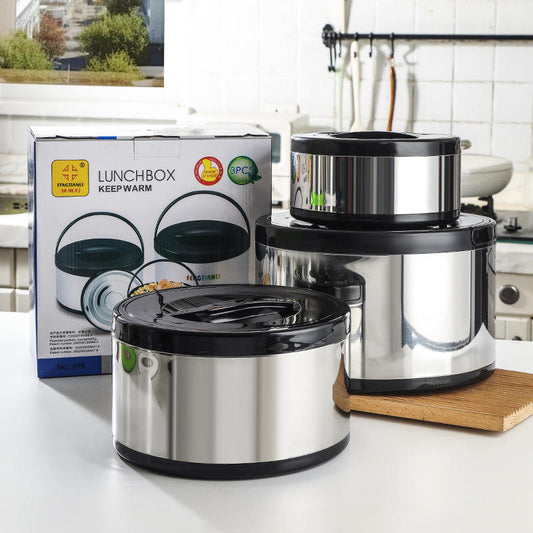 Large-Capacity Commercial Stainless Steel Insulated Food Carrier Set — Portable 3-Piece Kit (Includes Food Container, Soup Pot, and Ice Bucket)