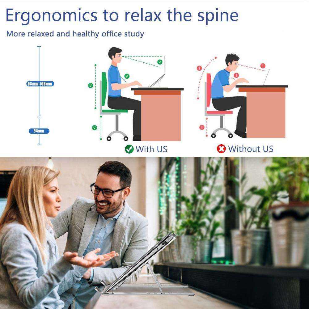 Ten-level adjustable aluminum alloy laptop stand, portable folding desktop height-adjustable tablet cooling stand