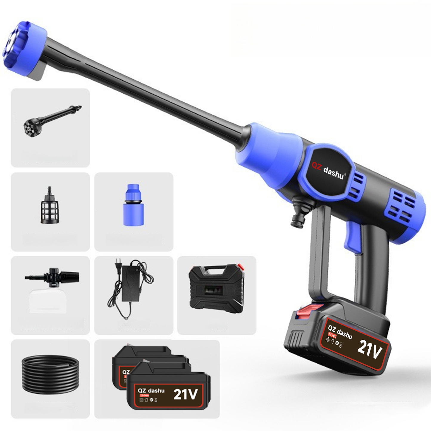 Multifunctional electric car wash machine with automatic water gun, powerful portable car wash water gun, high-power water pump, gardening watering cordless car wash machine