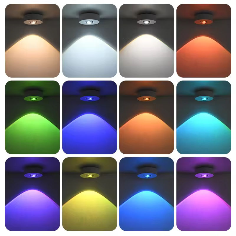 Rechargeable LED spotlight, cabinet light, magnetic wardrobe/wine cabinet light, wire-free large peephole light, remote control RGB ice hockey light