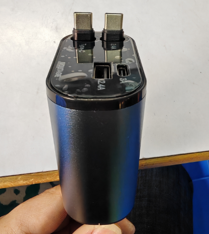 Car charger digital display fast charging 120 watt metal car charger 4-in-1 mobile phone charger