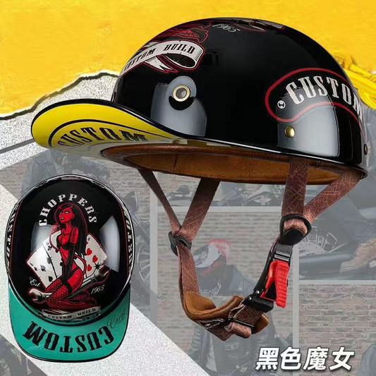 Fashion retro personality baseball cap helmet cycling helmet unisex summer motorcycle head helmet lightweight and fashionable