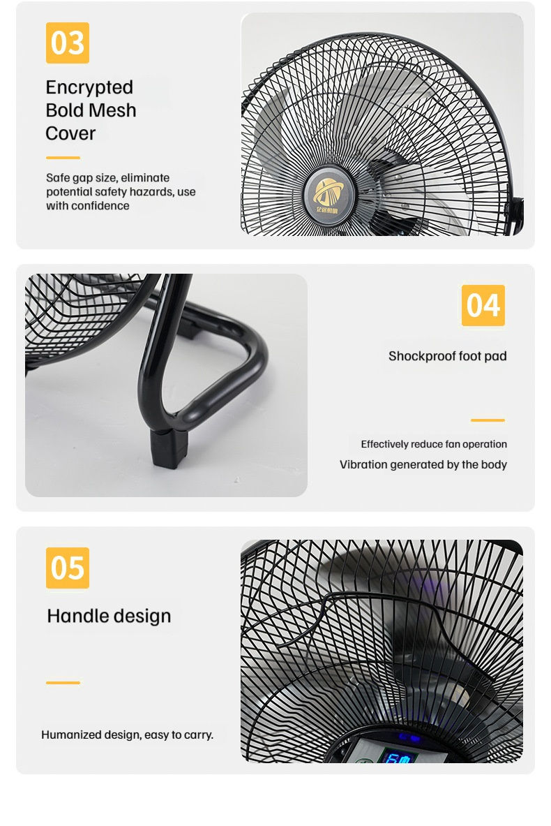 Solar-Powered Charging Fan — Industrial & Home Use, High-Power Airflow, Portable Floor Fan for Camping (Ground-Hugging Design)