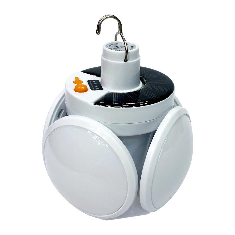Solar-powered rechargeable soccer ball light, long-lasting rechargeable camping light, five-sided luminous multi-functional folding household emergency bulb light.