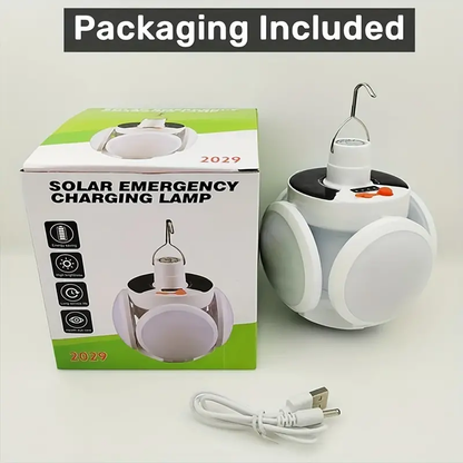 Solar-powered rechargeable soccer ball light, long-lasting rechargeable camping light, five-sided luminous multi-functional folding household emergency bulb light.