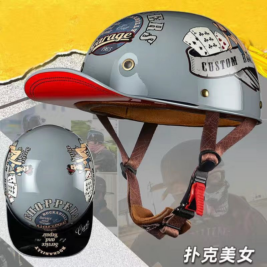 Fashion retro personality baseball cap helmet cycling helmet unisex summer motorcycle head helmet lightweight and fashionable