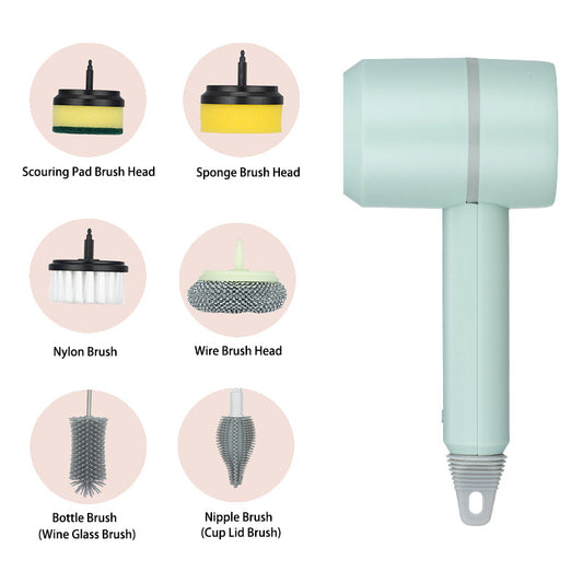 Electric Cleaning Brush, Multi-Functional Household Brush, Steel Wire, Kitchen And Bathroom Dish brush, Shoe Brush, Automatic Handheld Charging.