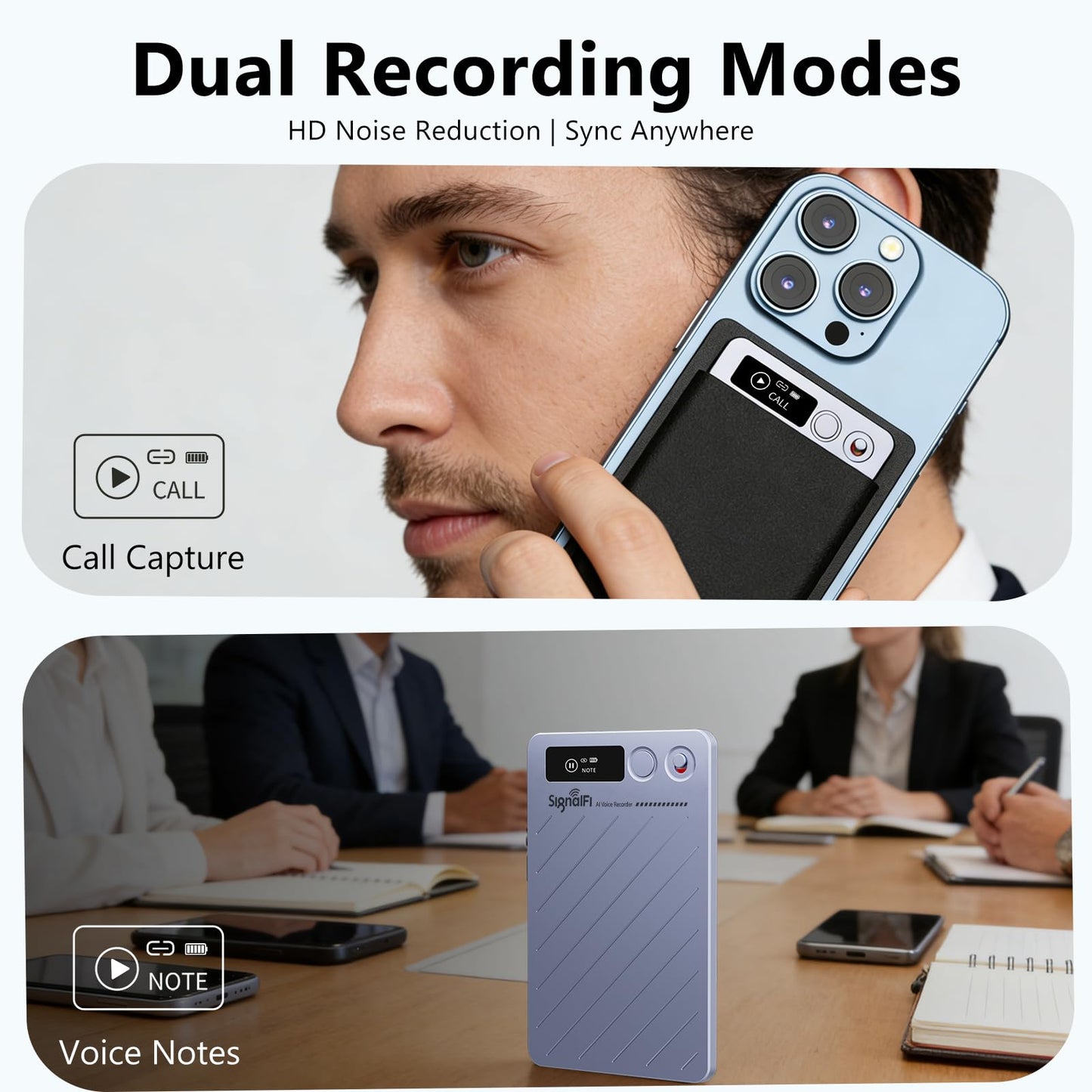 AI Voice Recorder w/Case, AI Note Taker & App Control, AI Transcription and Summary, Noise Cancellation, 152 Languages, 64GB Digital Audio Recorder for Meetings, Lectures & Calls