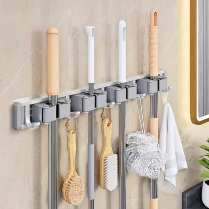 Mop wall-mounted clips, no-drill hooks, broom holders, balcony and bathroom storage racks