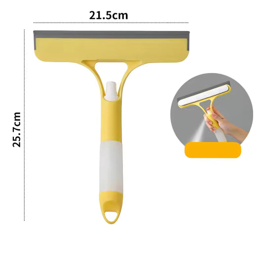 Multifunctional household glass cleaner with rubber felt brush, double-sided mirror brush and scraper, includes spray bottle, 3-in-1 glass scraper