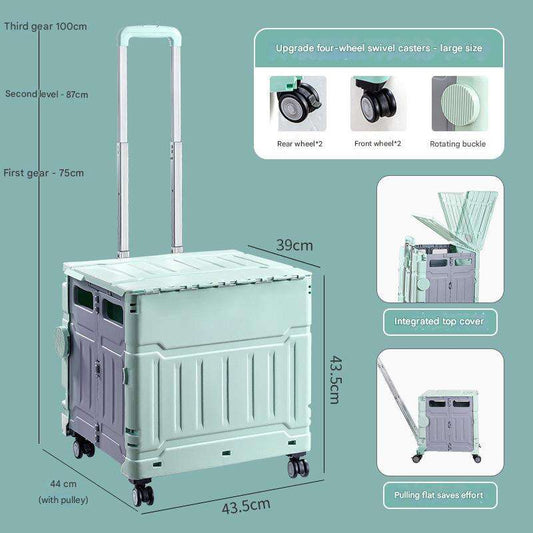 Grocery shopping cart, folding shopping cart, stair-climbing portable grocery basket cart, hand-pulled cart for street vendors, small household trolley