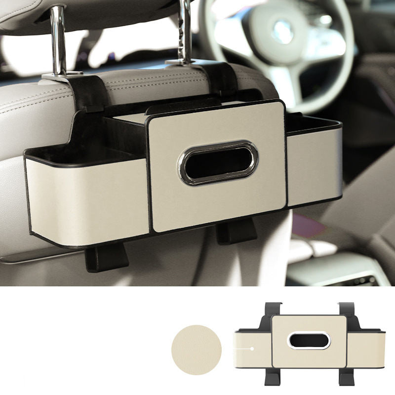 Car universal seat backrest leather storage box bag, car cup holder, tissue box, phone holder