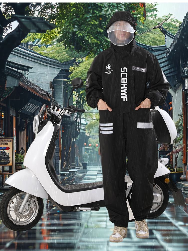 Motorcycle one-piece raincoat, full-body waterproof and breathable adult raincoat, rainproof and waterproof riding poncho