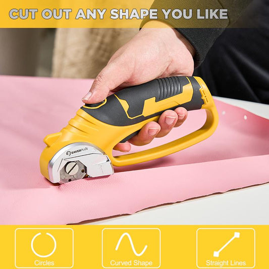 Saker Cordless Electric Scissors,Rechargeable Fabric Scissor with LED Light,Power Rotary Cutter for Leather Carpet Plastic Cutting,Sewing,Crafting