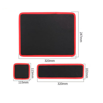 3-Piece Magnetic Tool Mat Set — Magnetic Tool Organizer Mats (Red & Black) — Magnetic Leather-like Pads
